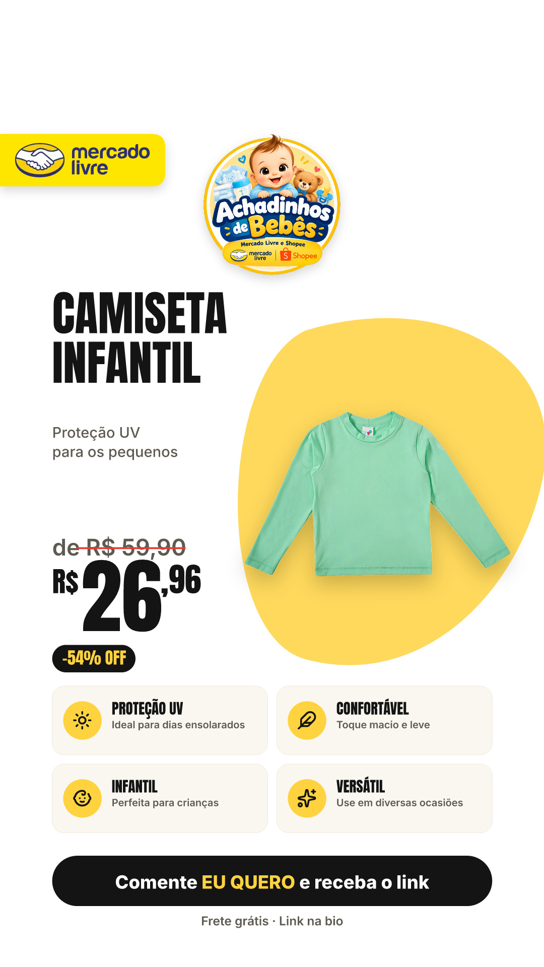 Camiseta Lisa Praia Infantil Lisa Uv50 Tip Top