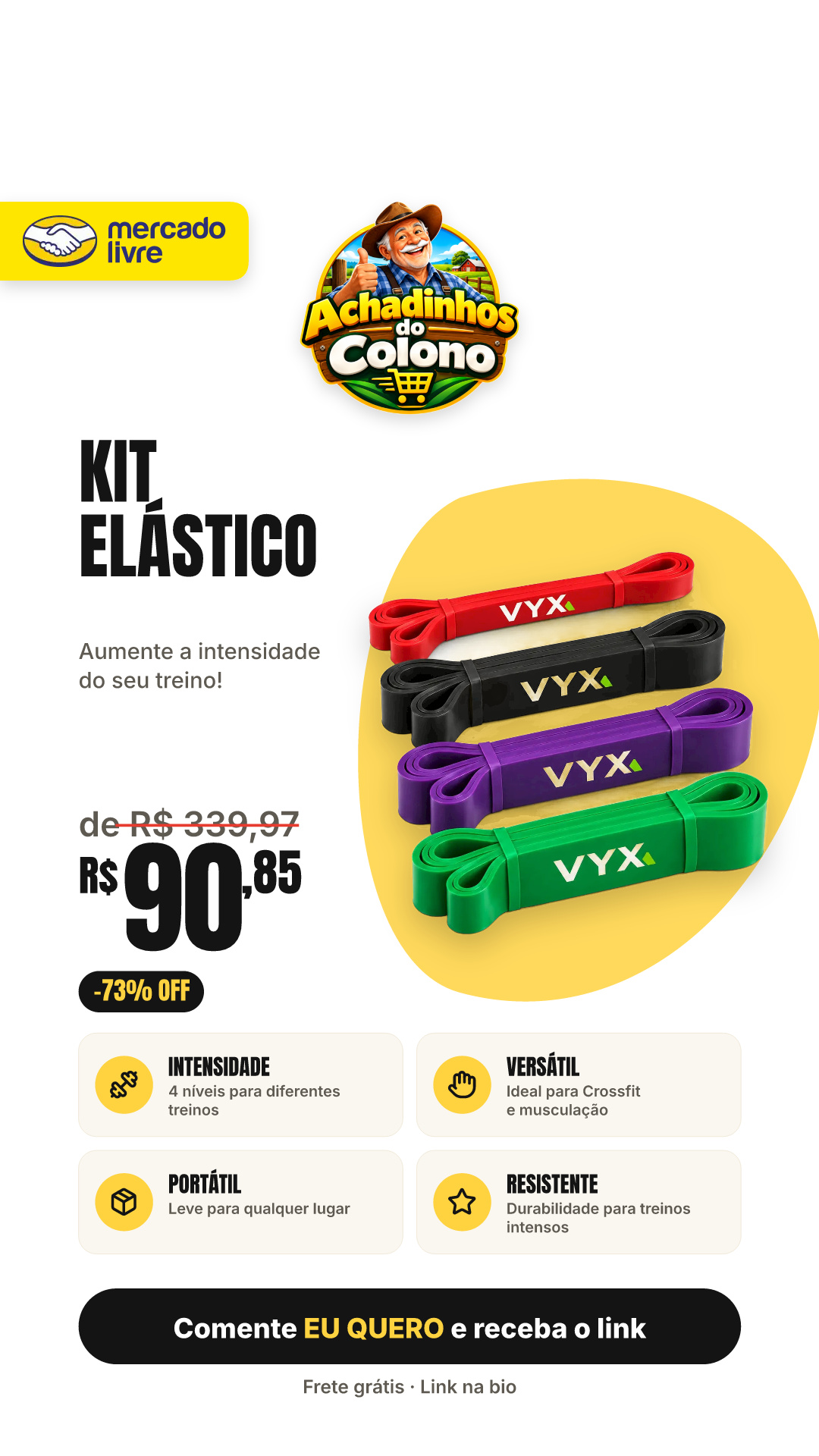 Kit Elástico Super Band Vyx Com 4 Intensidades Para Treino E Crossfit Vermelho/preto/roxo/verde
