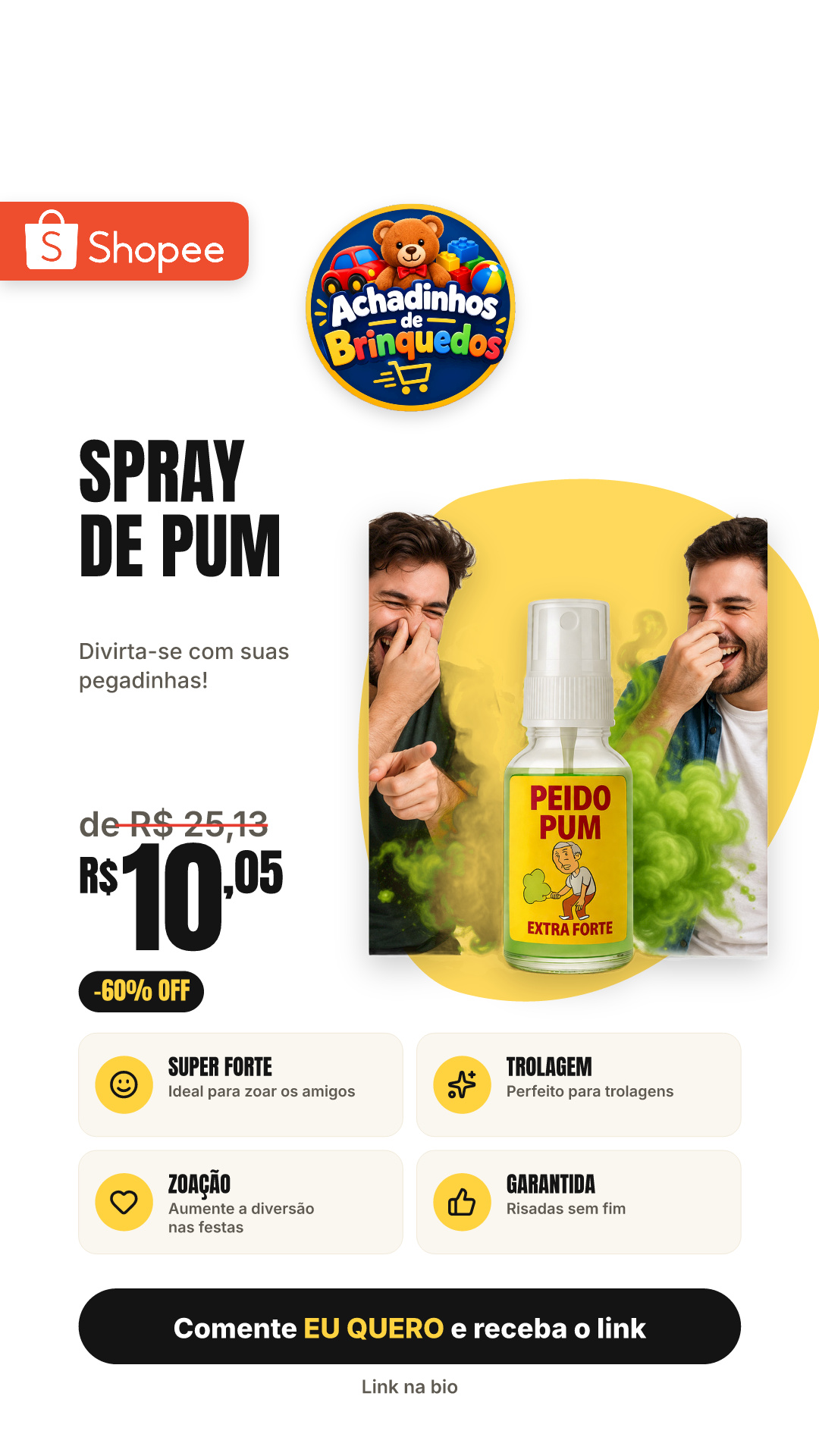 Spray de Pum do alemão Pegadinha Super Forte - Zoação Garantida - Pegadinha - Trolagem TikTok