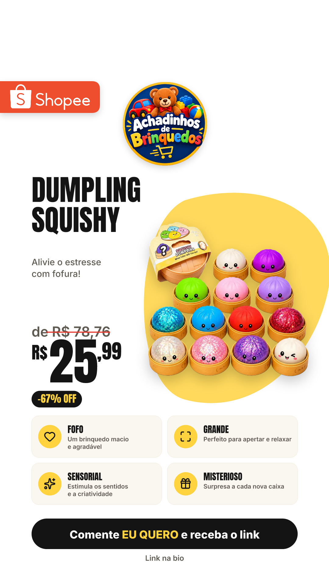 Dumpling Squishy Caixa Misteriosa Mole Estresse Grande Fofa Brinquedo Sensorial Fidget Bao Chinês