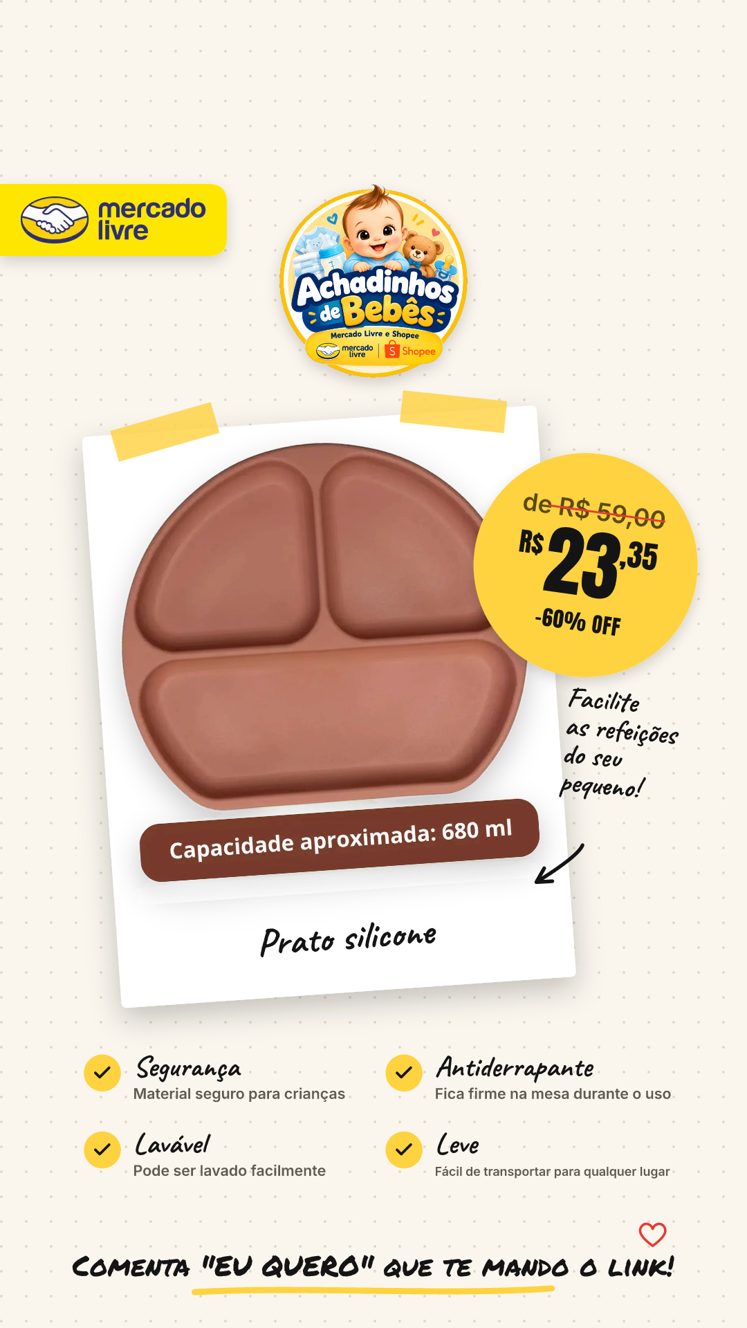 Prato De Silicone Para Bebê Piccolo Infanti Cor Terracota Liso
