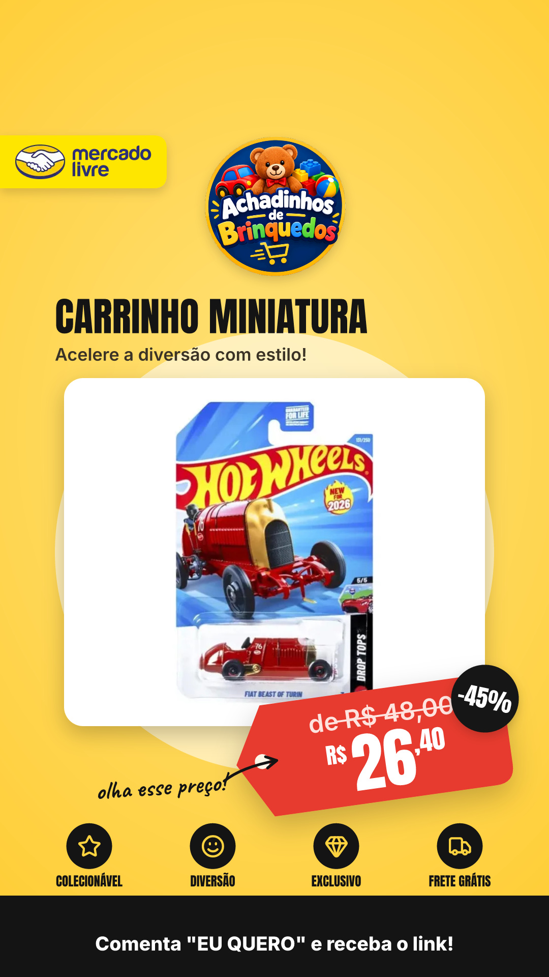 Hot Wheels Carrinho Miniatura G 2026 A Mainline Fiat Beast Of Turin