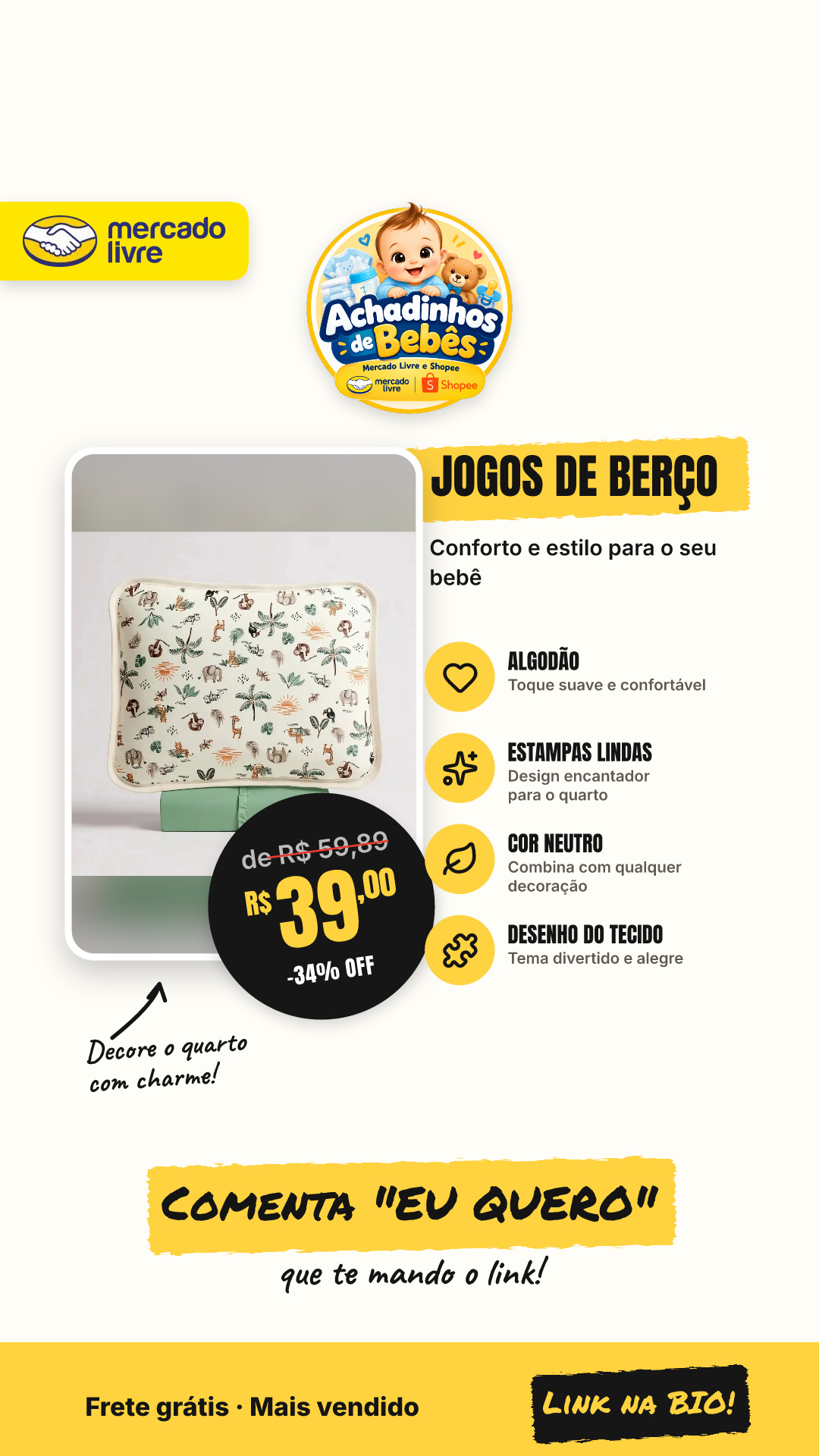 Jogos De Berço Bebê 100% Algodão Estampas Lindas Cor Neutro Desenho Do Tecido Selva Neutro Selva