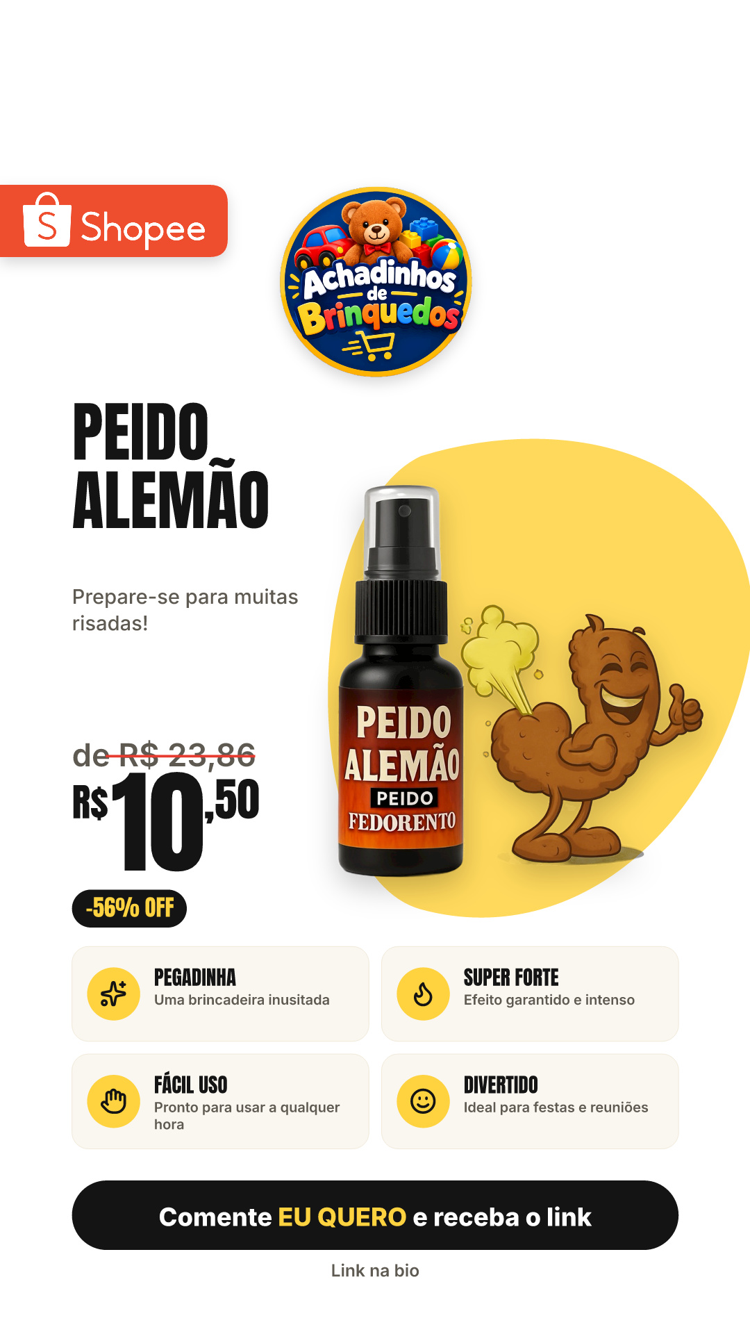 Peido Alemão - Peido Pronto Pum Pegadinha Super Forte 30ml