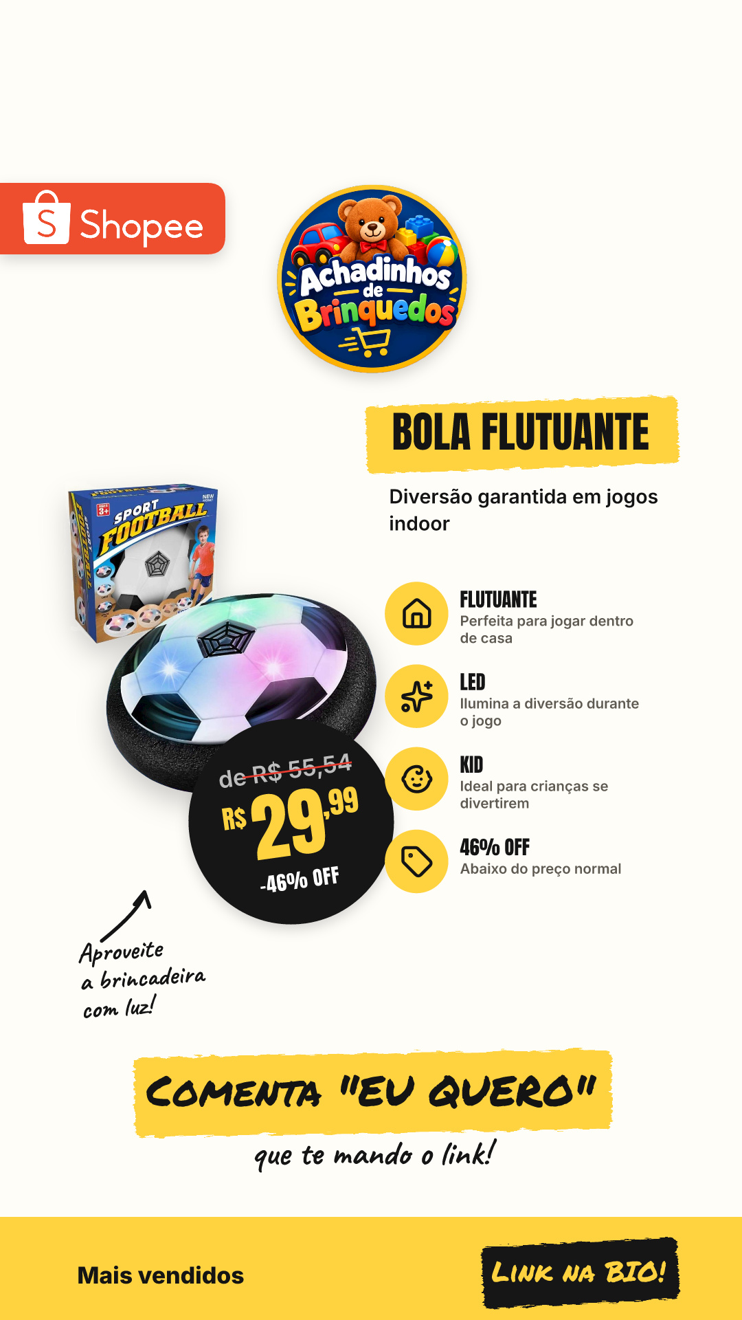 Bola De Futebol Elétrica Flutuante Para Crianças Jogos Esportivos Indoor LED Kid Brinquedo Menino