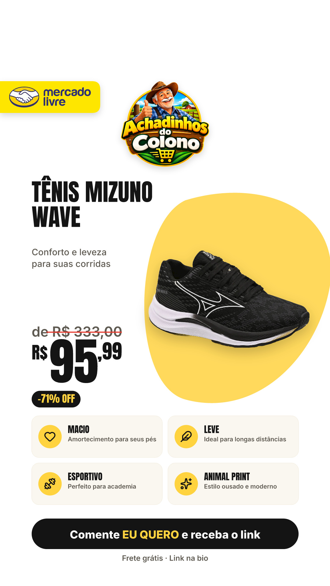 Tênis Mizuno Wave Rider 26 Academia Esportivo Macio Leve Preto Branco Animal Print 39,0 Br