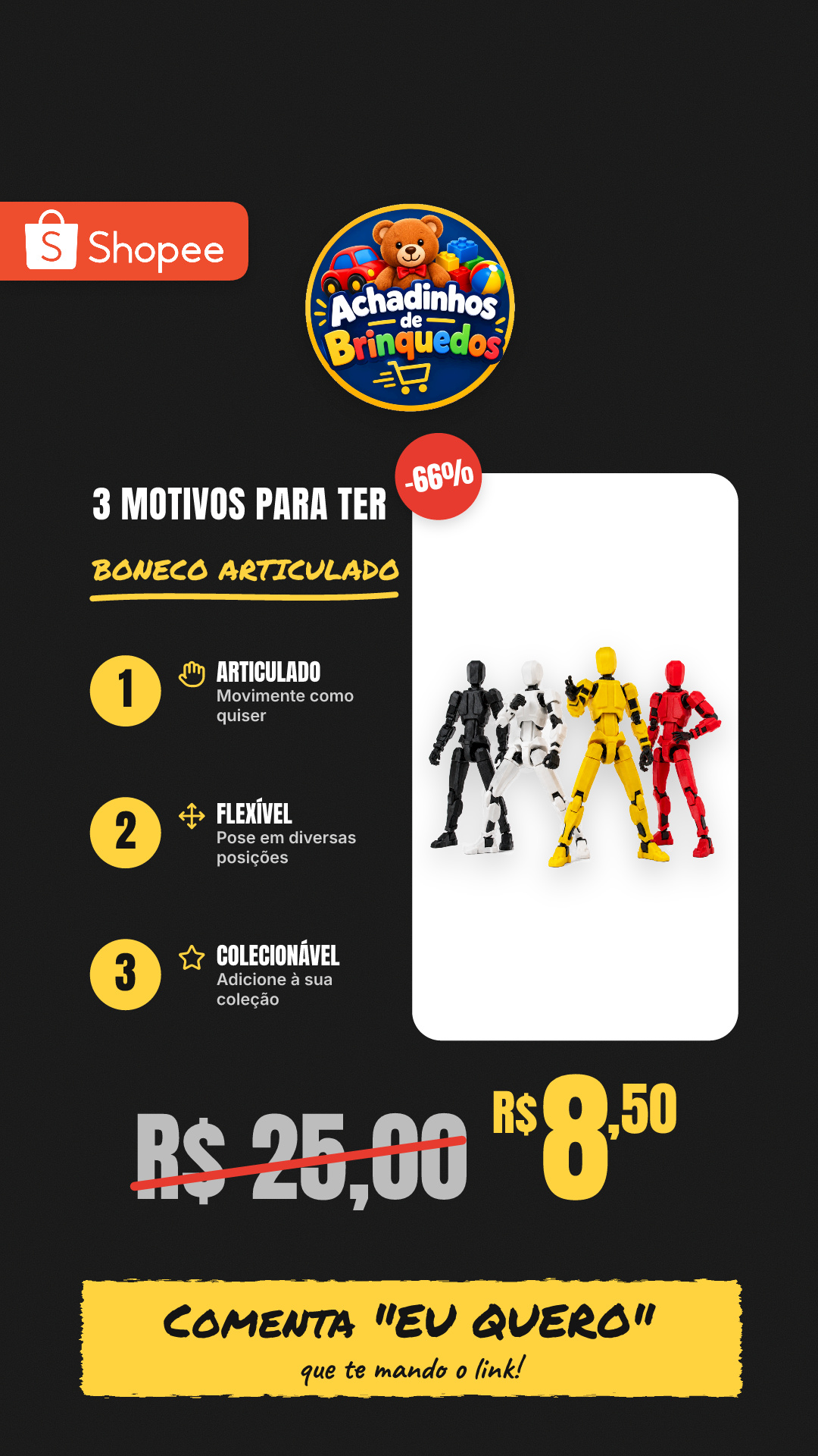 Boneco Articulado Dummy 13 Impressão 3D Flexível Colecionável Geek Presente Infantil Para Presentear
