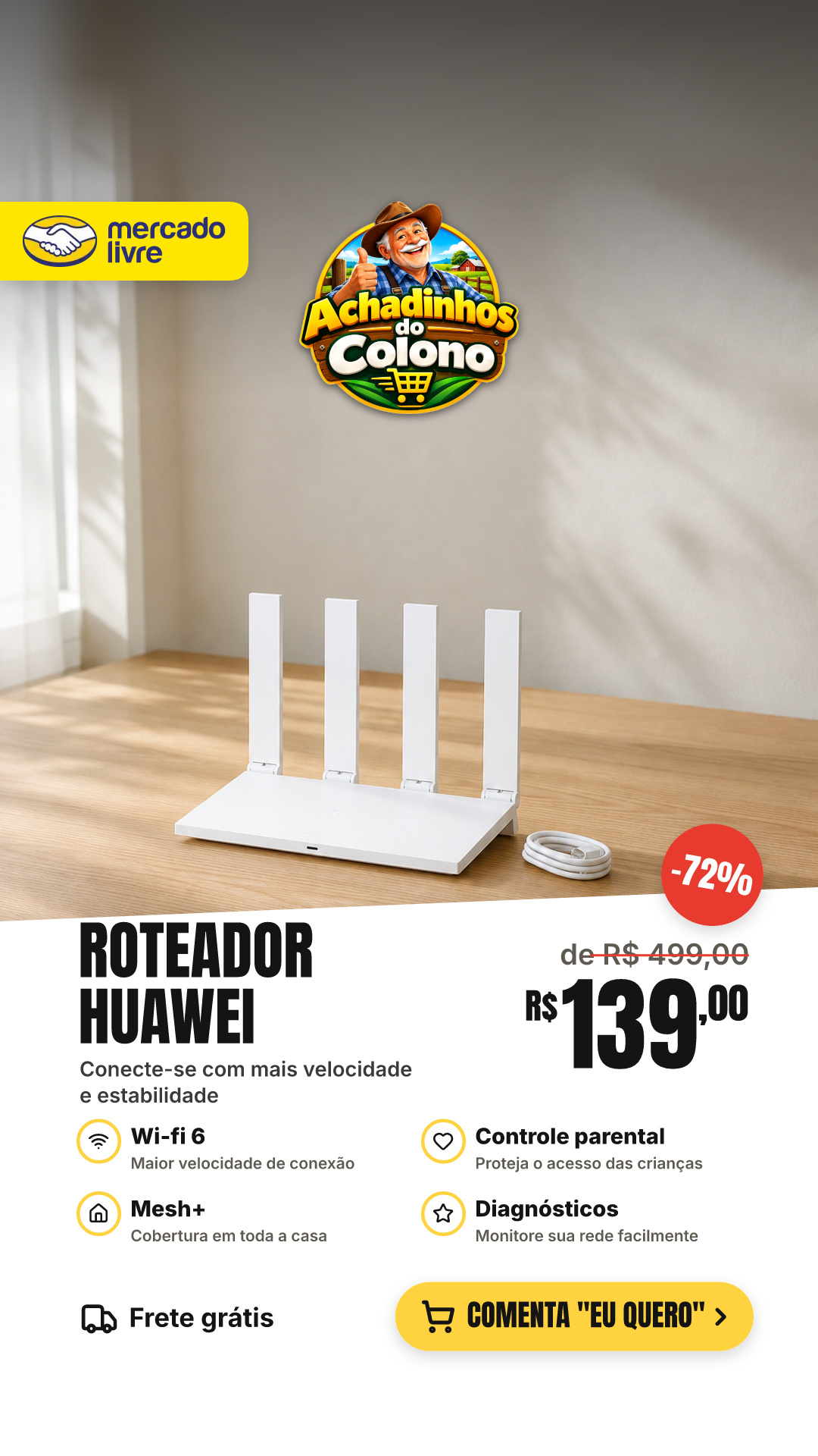 Roteador Huawei Wifi Ax2s 5 Ghz Wi-fi 6 Harmonyos Mesh+ Easymeshvisualização De Diagnósticos Do Wi-fi Controle Parental Branco