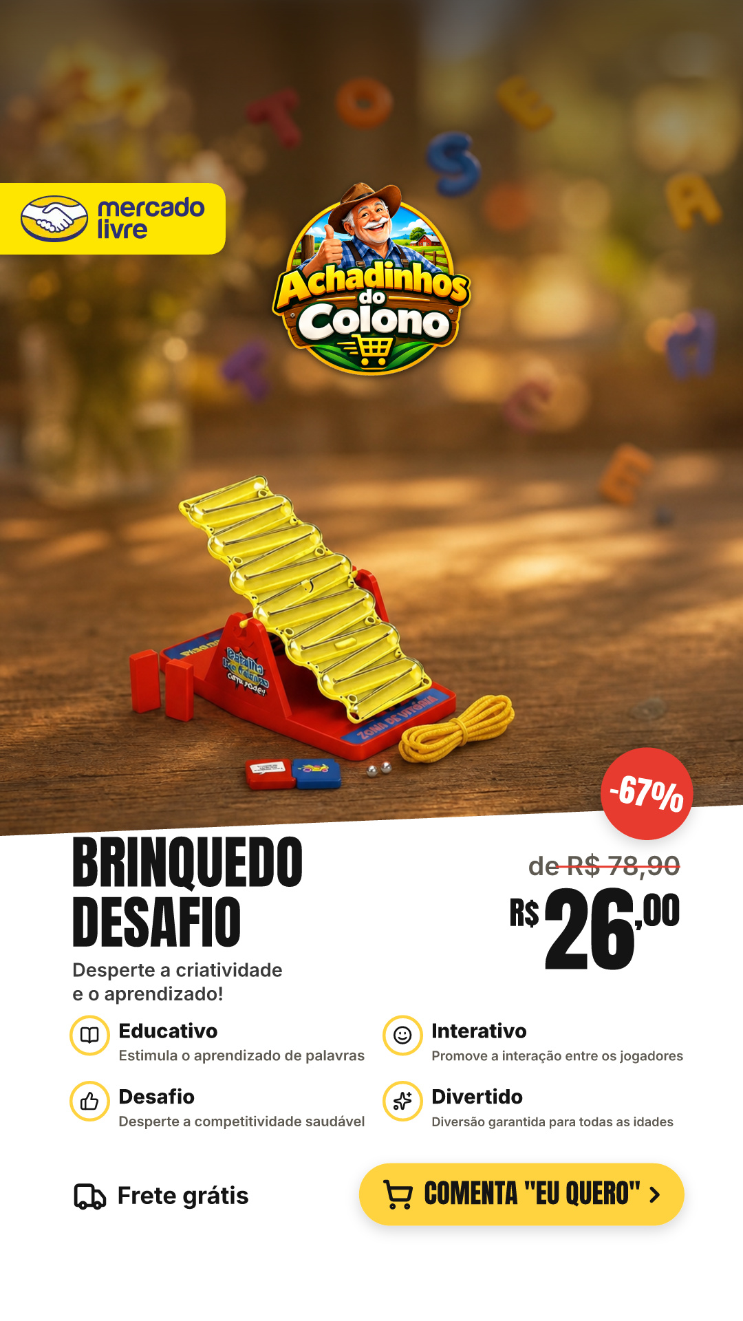 Brinquedo Desafio Batalha Das Palavras Educativo Interativo