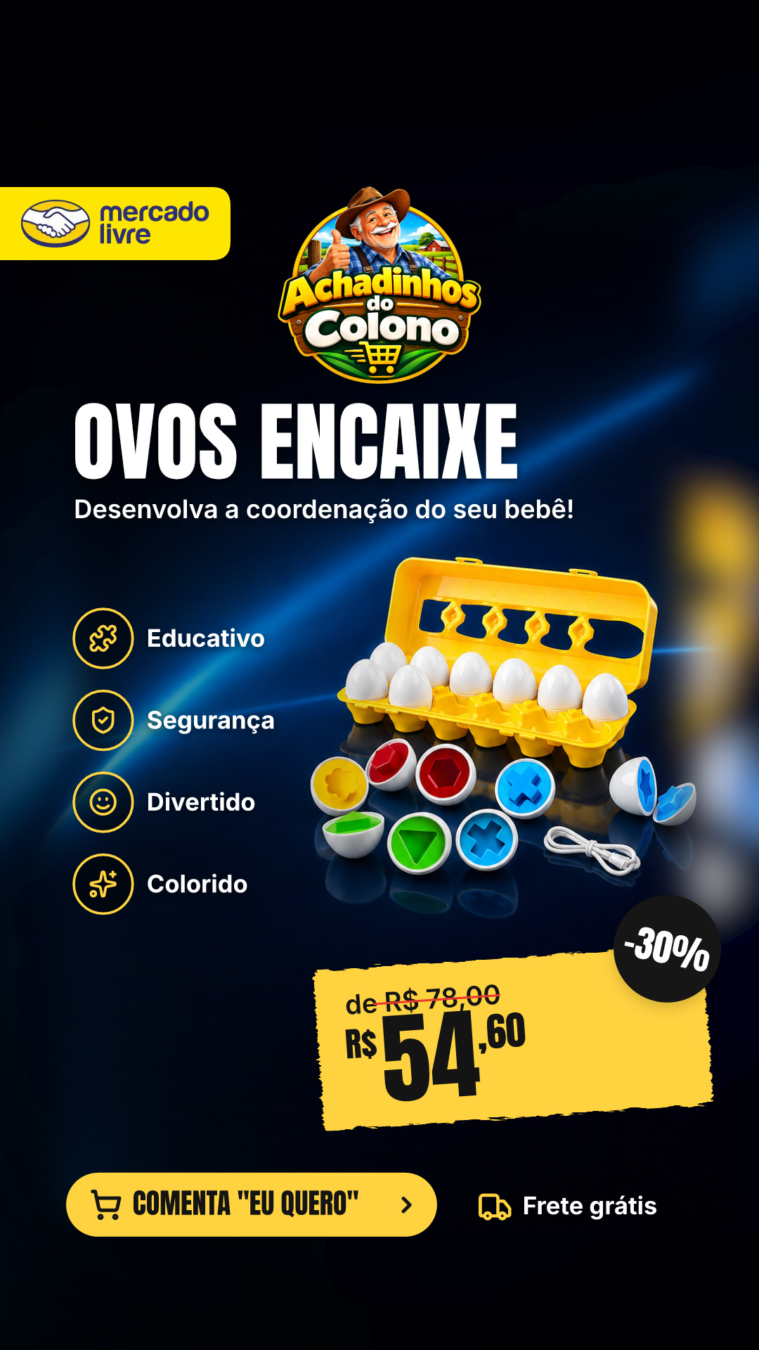 Brinquedos Ovos Encaixe Forma Geometrica Bebê Educativo Branco